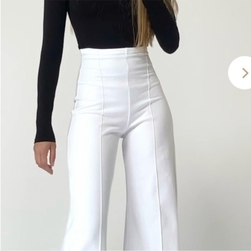 Ripley Rader Off White Ponte Knit Wide Leg Pants High Waisted Size M, 8-10